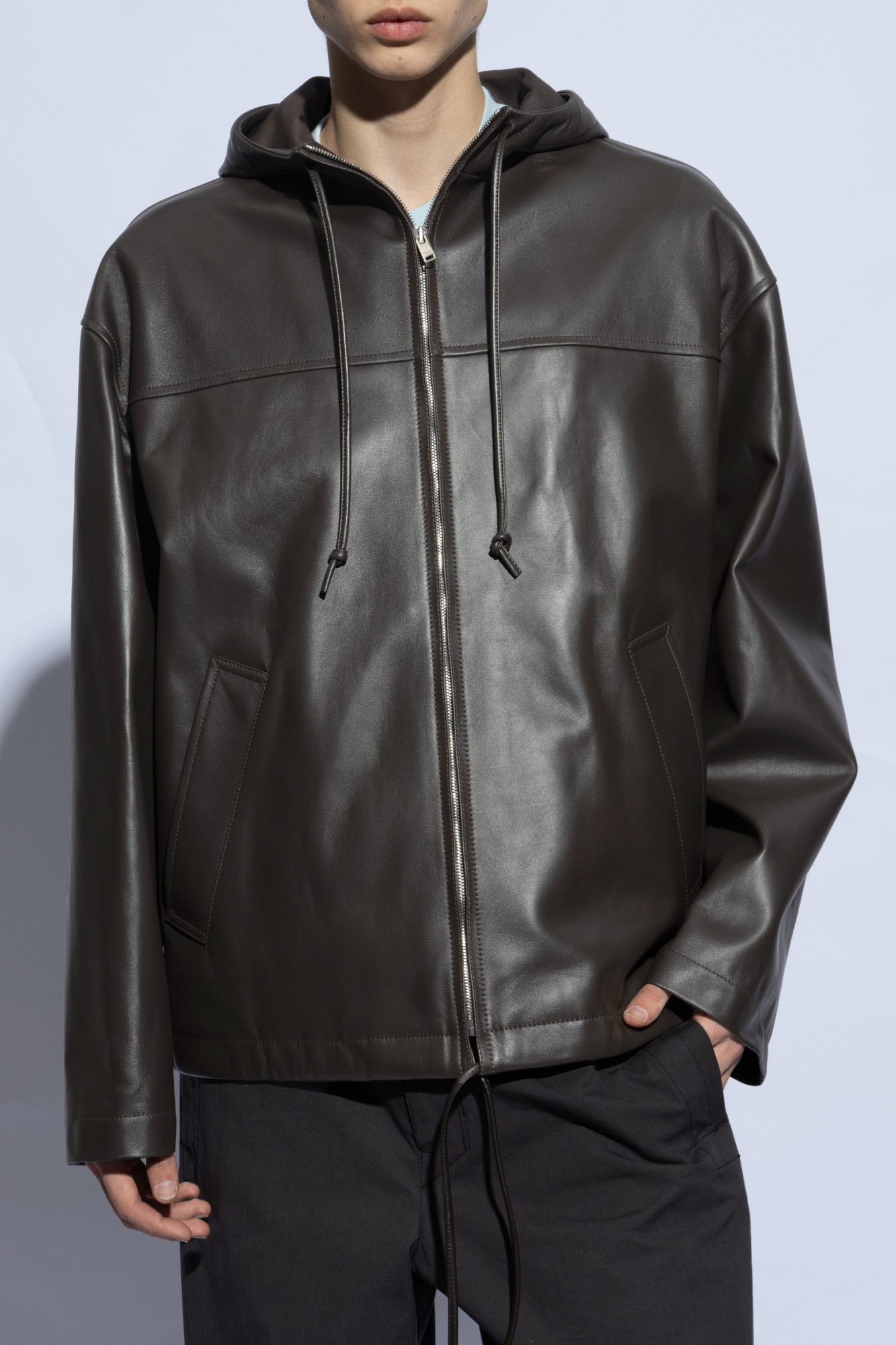 Bottega Veneta Leather jacket with a hood | Men's Clothing | Vitkac
